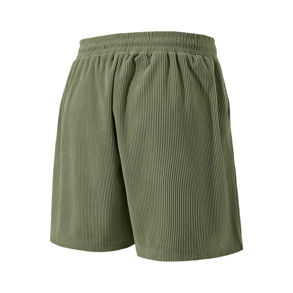 Men's Corduroy Casual Shorts with Elastic Waistband - Comfortable Outdoor Sports Bottom for Summer