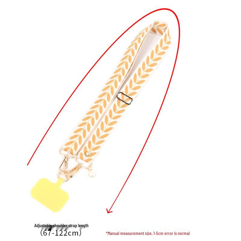 Besticktes Weinblatt Handy-Lanyard: Verstellbarer Crossbody-Gurt mit Perlenanhänger für Hals und Schulter