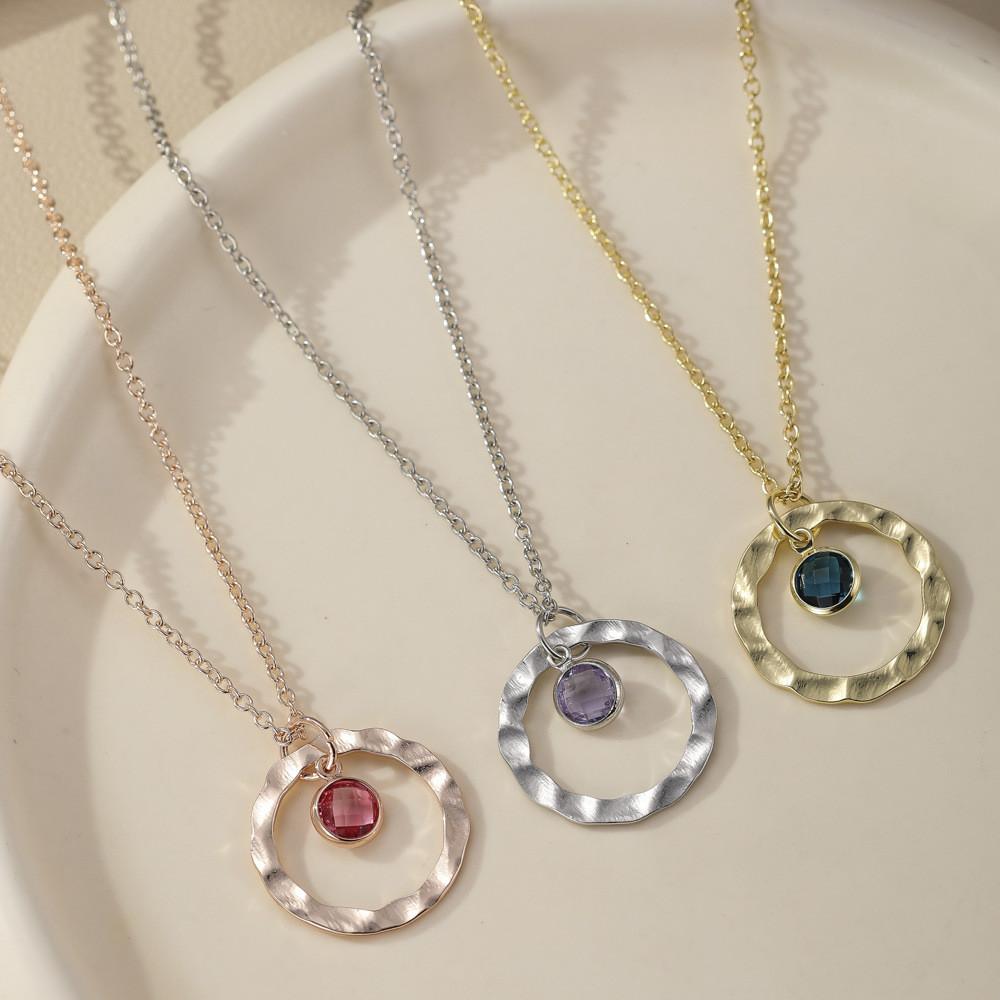 Stylish Gold And Sea Blue Glass Drop Necklace With Chic Circular And Ring Elements For Women