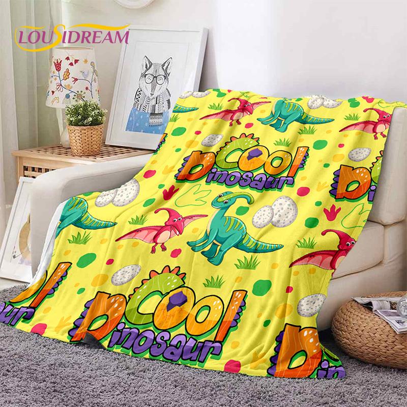 3D Uroczy Dino Kreskówkowy Dinozaur Kosmos Dzieci Miękki Flanelowy Koc na Łóżko Sypialnię Sofę Piknik, Koc do Rzucania na Zewnątrz Rekreacja
