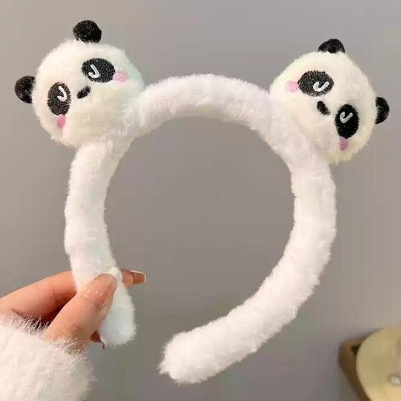 Cute Panda Plush Headband for Women Korean Style Hairband Headpieces Fashion Hair Accessory for Face Wash