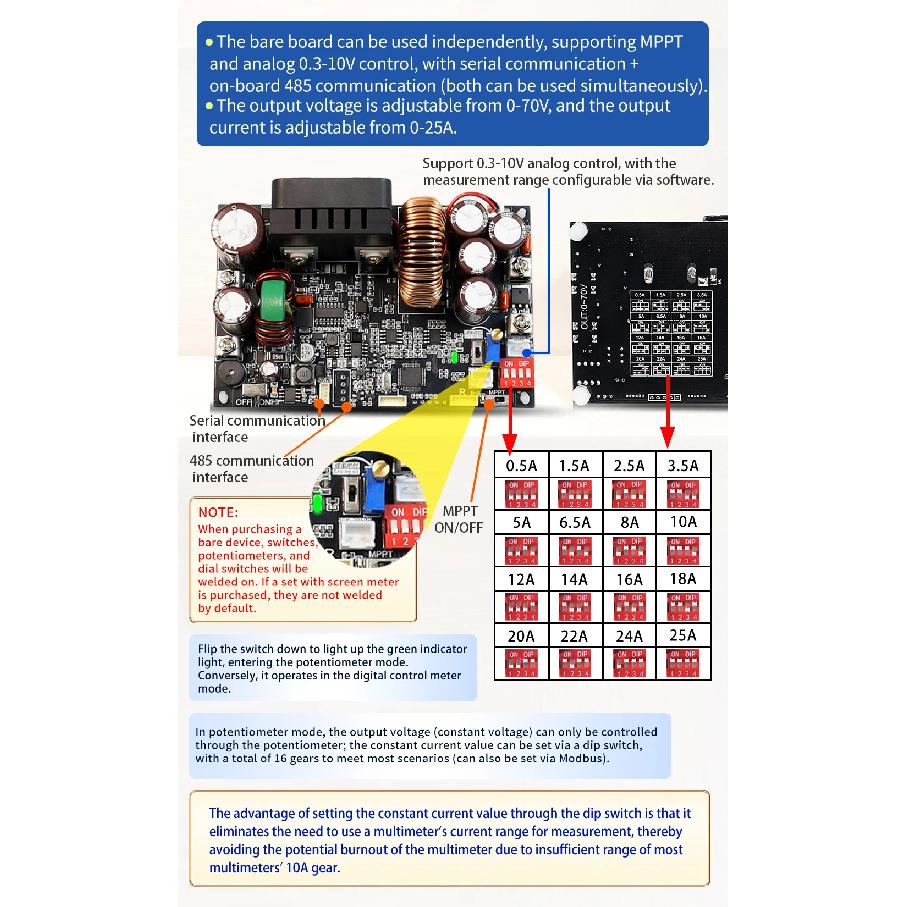 XY7025S 1750W 25A CNC BUCK DC Power Supply  Adjustable CV CC CW Step-Down Converter MPPT Charging 12-85V To 0-70V WIFI 485 IR
