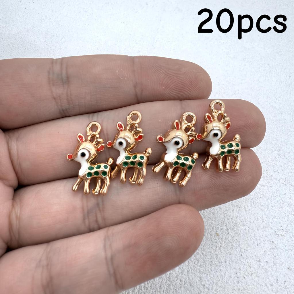 20 new high-quality zinc alloy Christmas reindeer pendants, suitable for DIY jewelry making - perfect accessories for earr