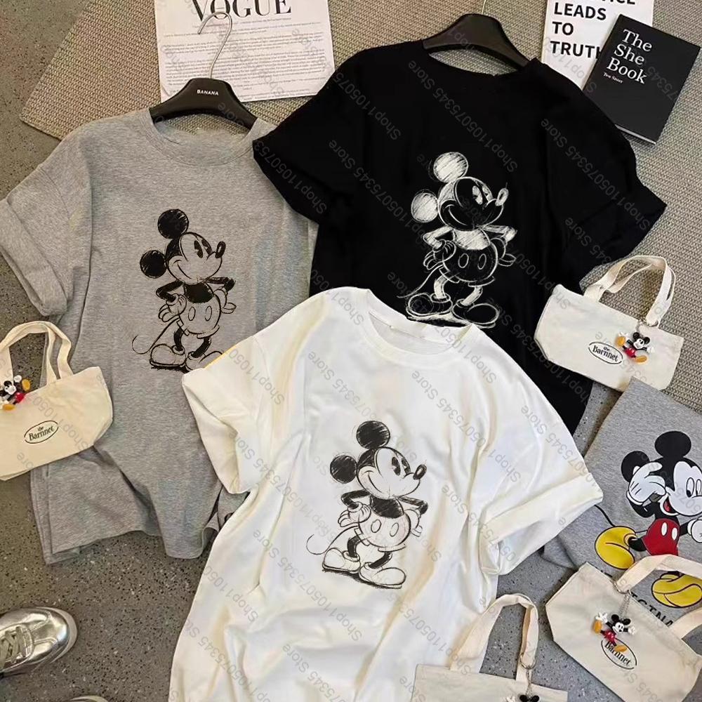 Cartoon Printed Mickey Short Sleeve TShirt Loose Fashion Simple Versatile Casual Crew Neck Skinny OversizeTop Women