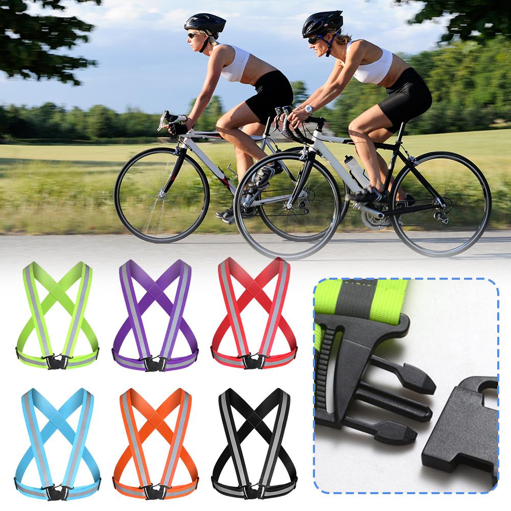 Cycling Reflective Strip Safety Vest Adjustable Highly Elastic Electric Scooter Reflective Vest For Running Jogging Fishing Set