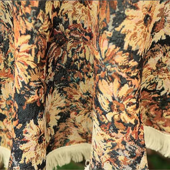 Vintage Round Tablecloth, Coffee Cotton Linen Florals Table Cloth, Anti-Wrinkle Decorative Tablecloths for Dining, Kitchen Wedding, Thanksgiving