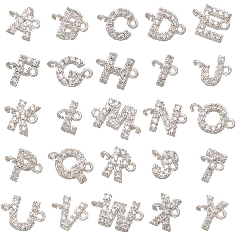 Micro-Inlaid Letter Bracelet Connector for DIY Necklace/Bracelet Accessories