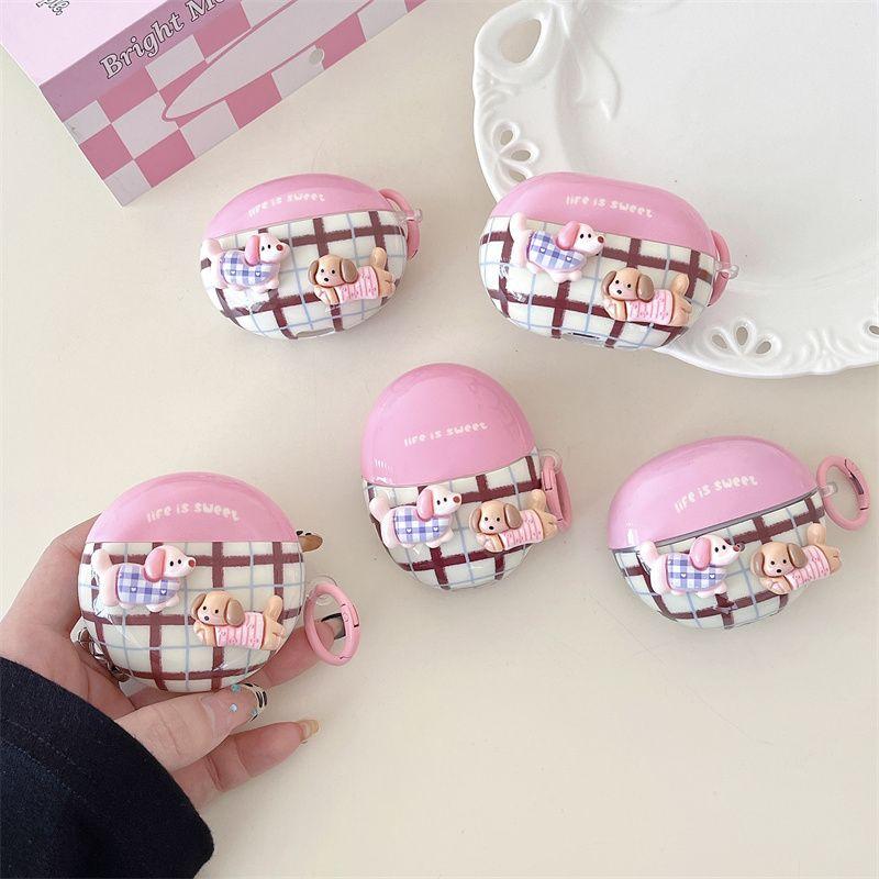 

Собака-такса для Huawei Freebudspro4/Чехол для клипсовых наушников Защитный чехол Freebuds4e/6i/5i Мягкий чехол SE2/3 Чехол для наушников Молодежный мягкий чехол For Huawei Pro3/pro4 Pink Gingham puppy + pendant