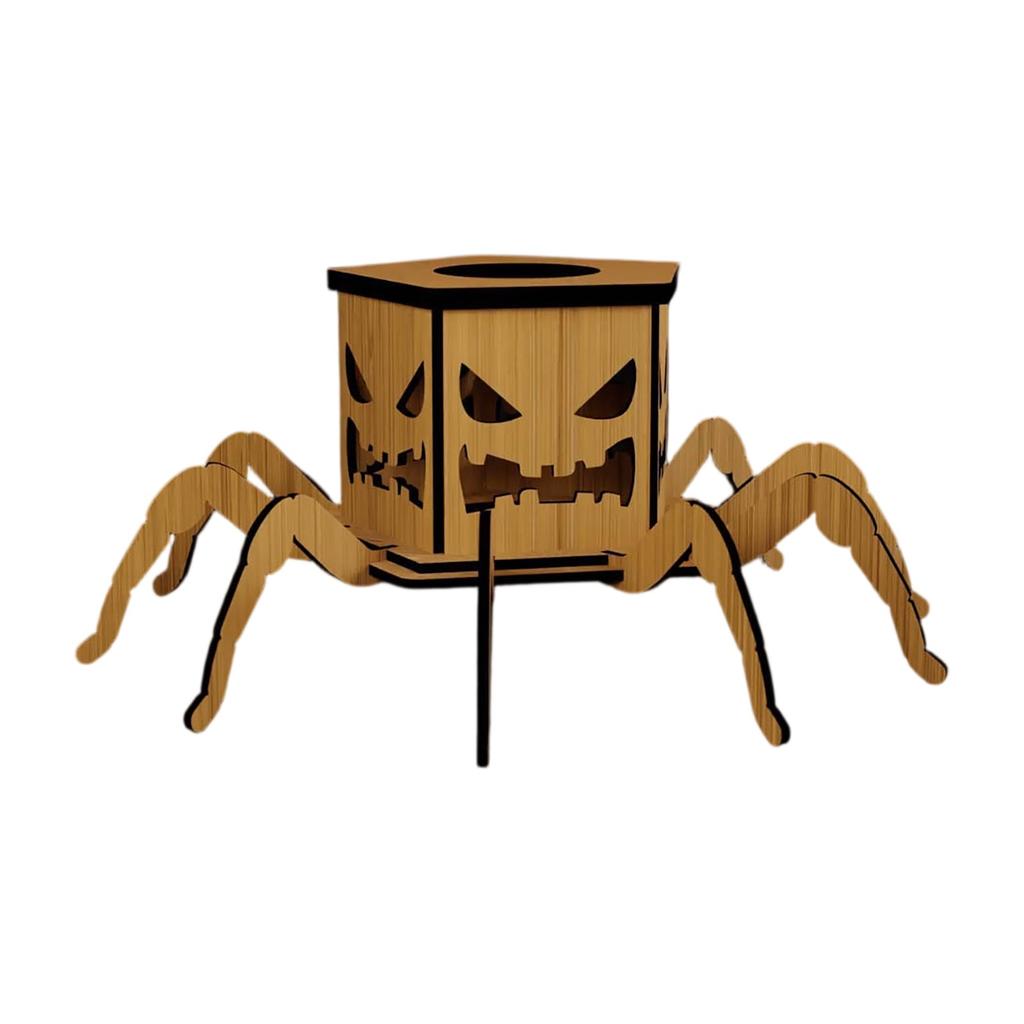 Halloween Wooden Spider Candlestick Decoration Ornaments Festival Atmosphere Layout Props