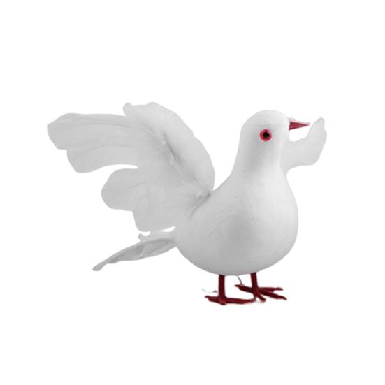 White Lifelike Artificial Bird Figurine Realistic Feathered Fake Peace Birds Ornaments for Christmas
