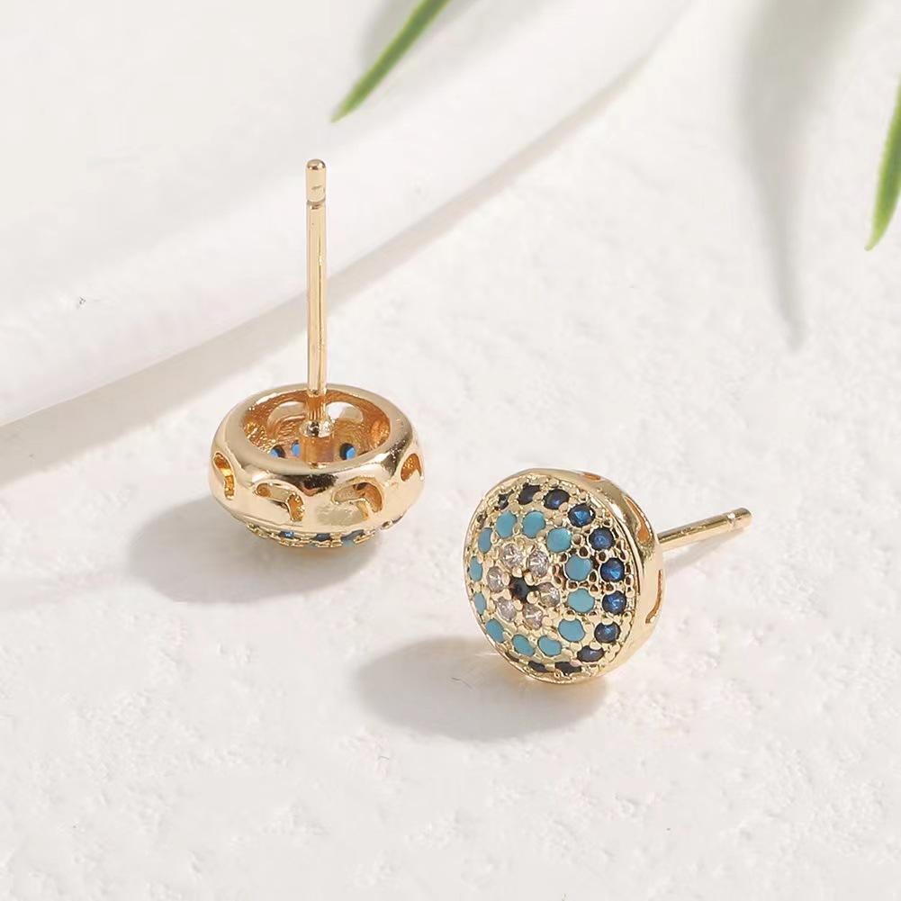 1 Paar Ohrstecker im Vintage-Stil, Kupfer, mikro-eingelegte Zirkonia, Böses Auge, elegant & Design, geeignet für Damenparty/Festival-Kleidung