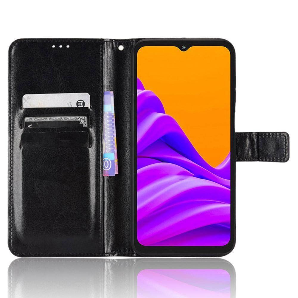 

Crazy Horse Texture Case for Samsung Galaxy Xcover6 Pro 5G,Adjustable Stand PU Leather Phone Cover with Wallet Black