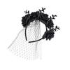 Elegant Rose and Tulle Hair Hoop for Halloween Festivities Adjustable Size Headband Comfortable Hairband Party Ornament