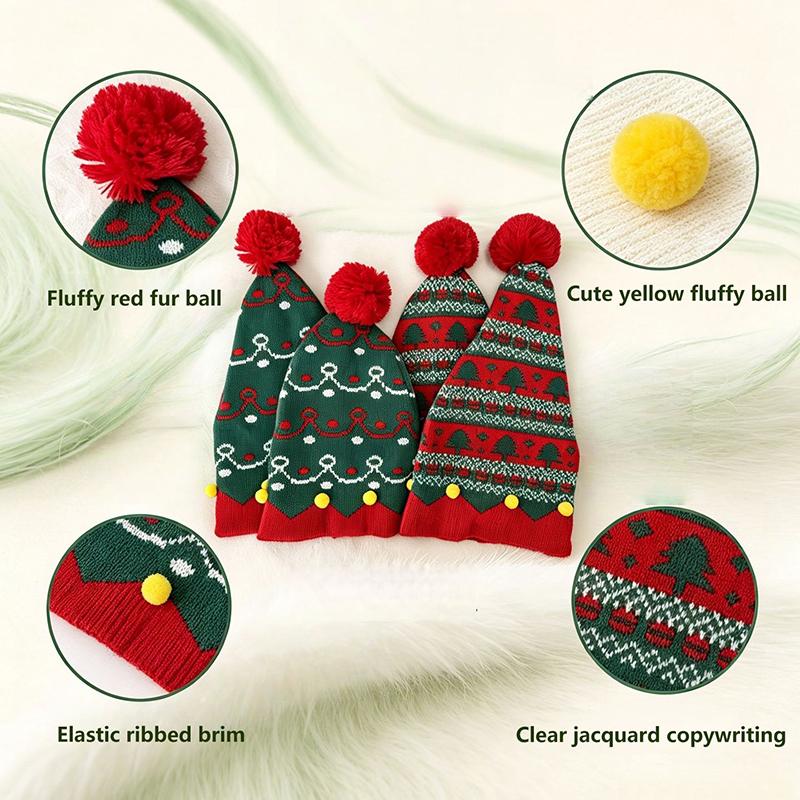 1/2 Pezzi Cappello a Berretto Lavorato a Maglia di Natale con Morbido Pompon Fantasie Natalizie Per Feste di Natale Eventi Invernali Riunioni Familiari