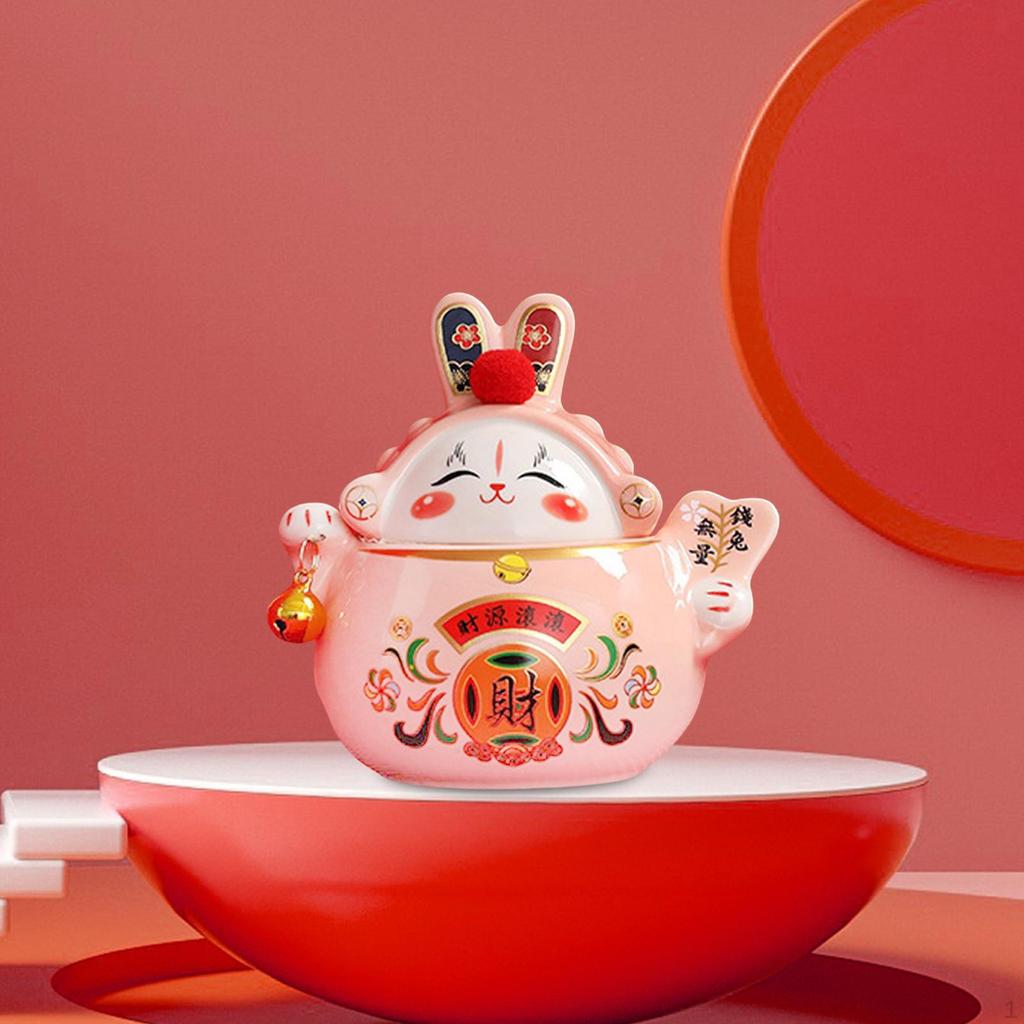 Year Wealth Lucky Figurine Ceramic Piggy Bank Decoration Home Office Decor for Good Luck Collectible