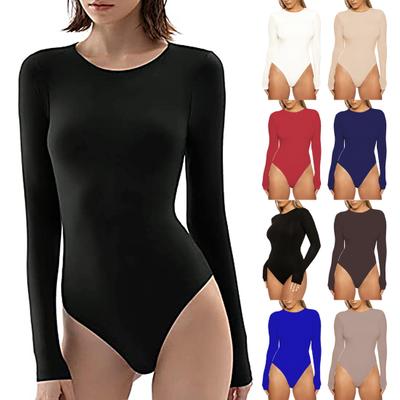 Oansatz Langarm Slip Cut Frauen Bodysuit Herbst Winter Skinny Bottoming Bodysuit