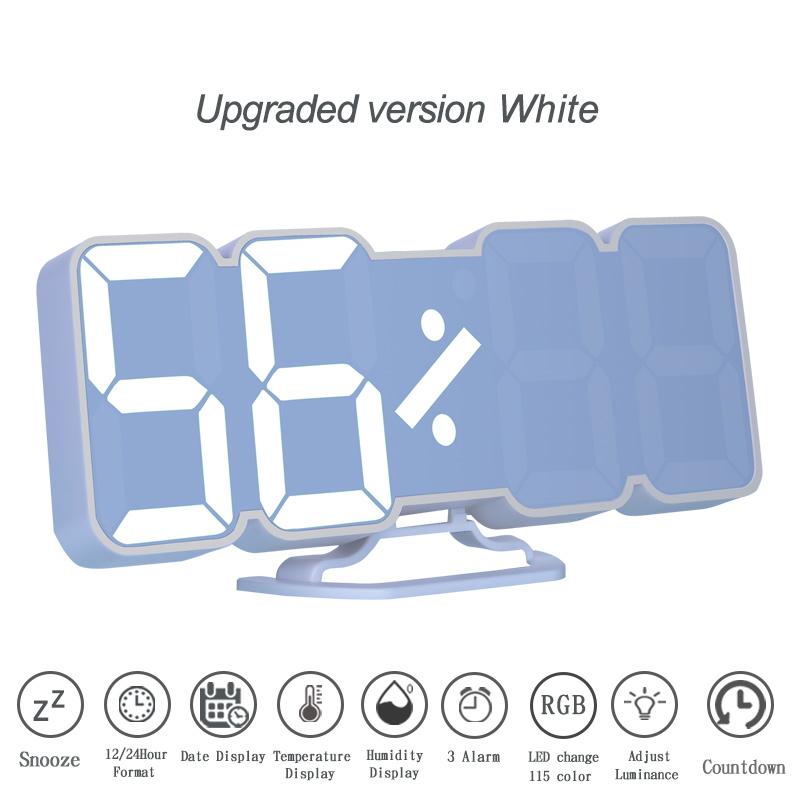 Digital Table Clock Time Alarm Clock LED Wall Clock With 115 Colors Remote Control Digital Watch Night Light Magic Desktop