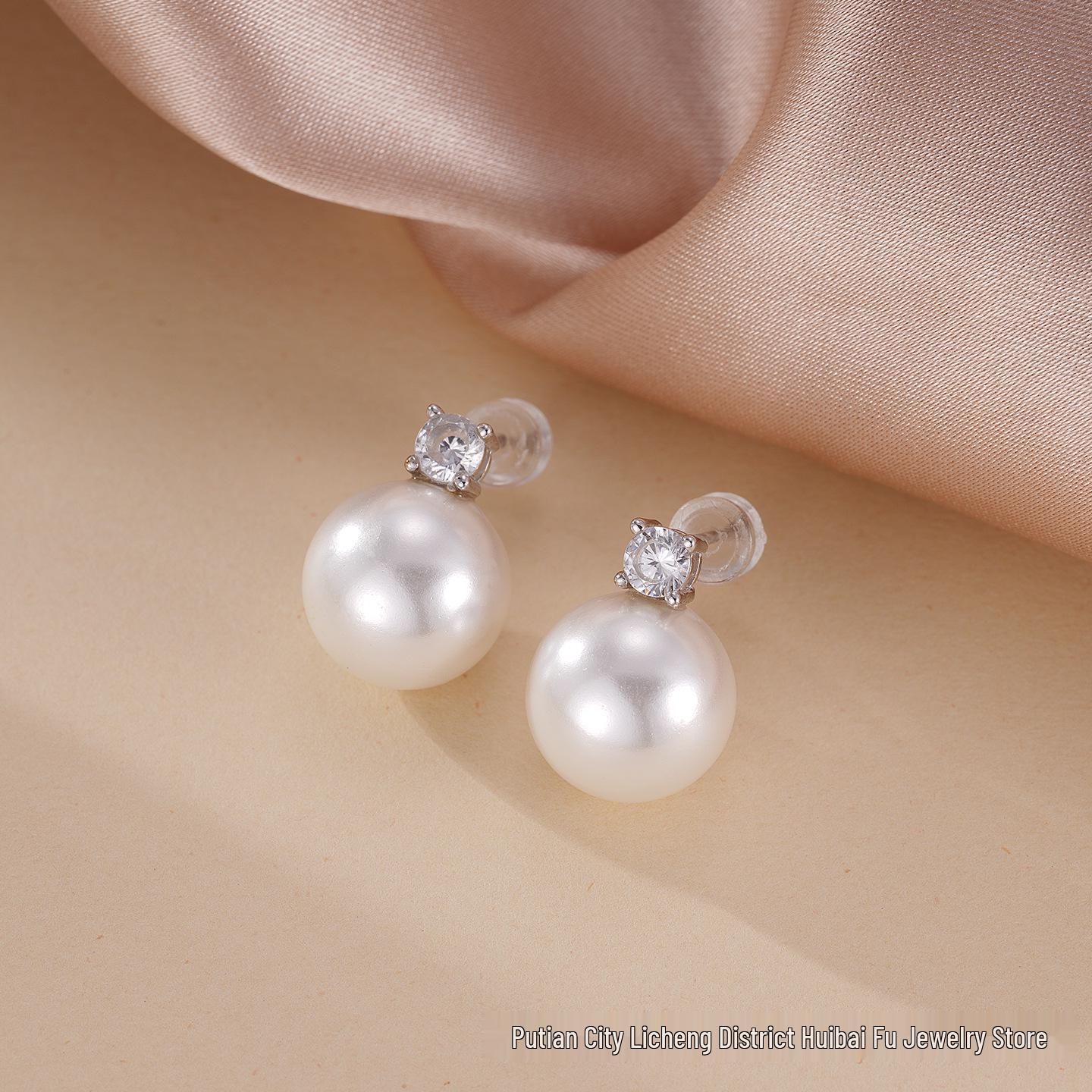 Princess Diana S925 Sterling Silver Pearl Stud Earrings - Korean/Japanese Style for Women, Fashionable High-End Jewelry. S925 Silver