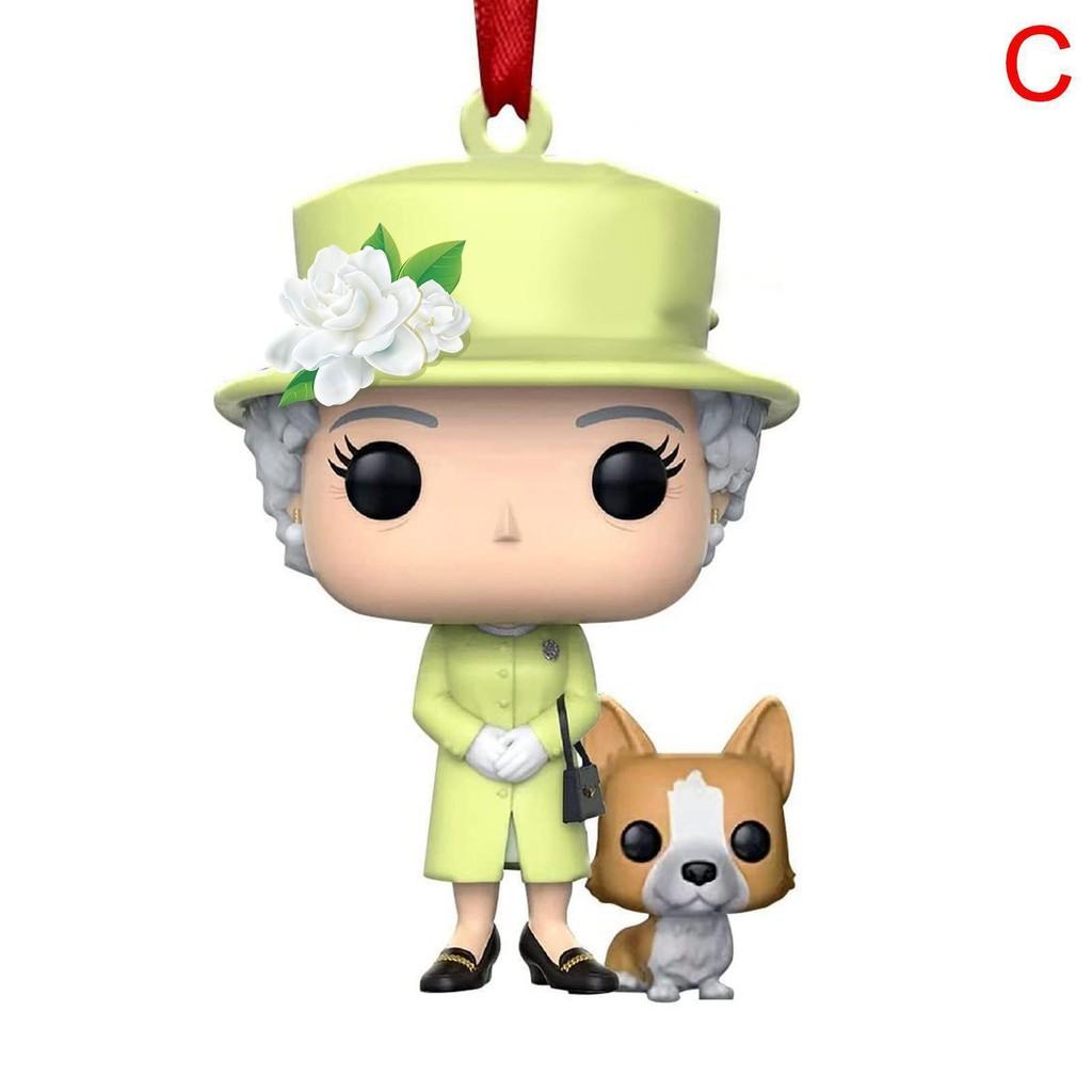 Ii Elizabeth Stunning Queen And Corgi Dog Acrylic Car Pendant For Vibes Festive