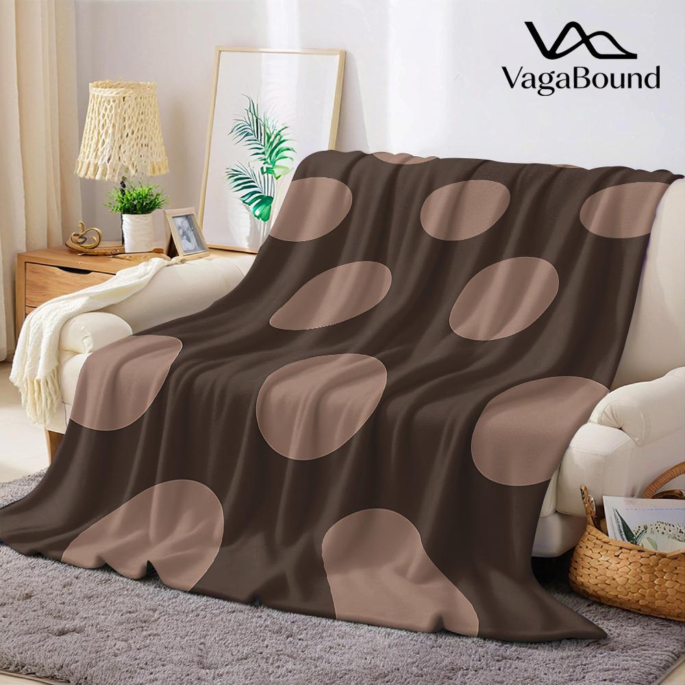 Brown Background With Dots Flannel Blanket Warm Soft Halloween Christmas Couch Warm Cozy Decorative Decor Gift For All Season