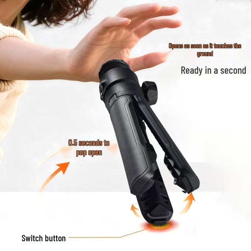 Compact Folding Vlog Selfie Tripod with Telescopic Extension and Handheld/Desktop Options