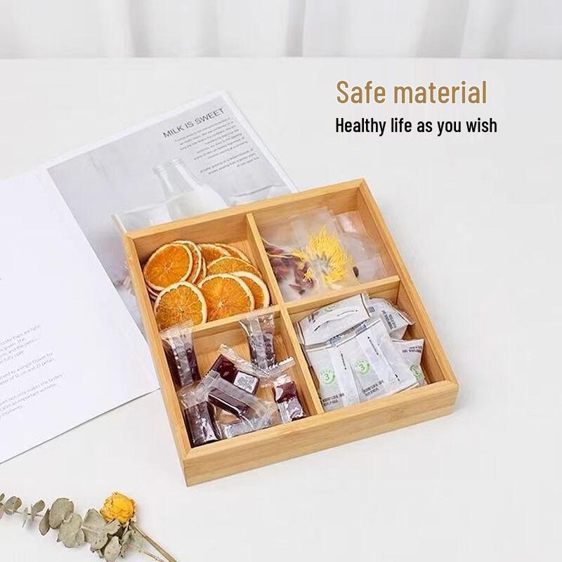 Bamboo 4-Compartment Snack & Fruit Tray