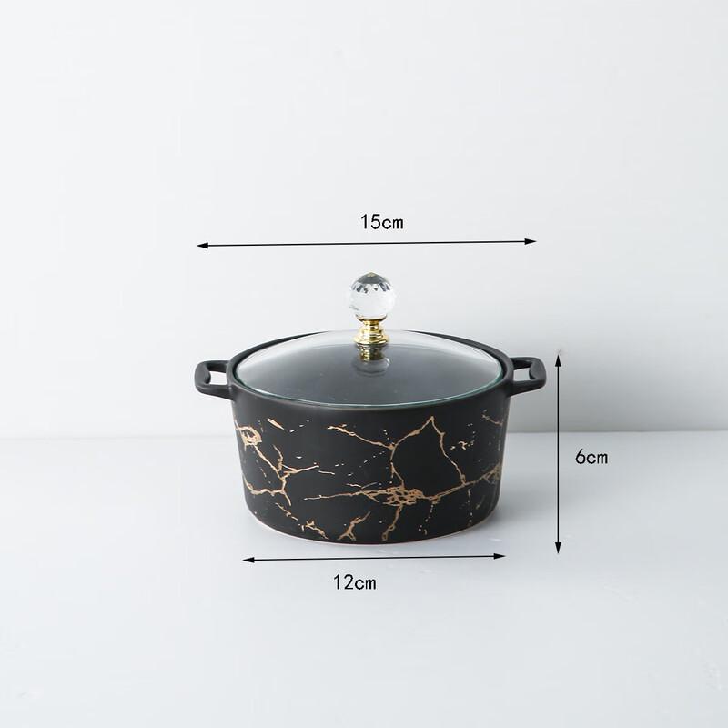 Qianxing Ceramic Double-Ear Stew Pot with Glass Lid