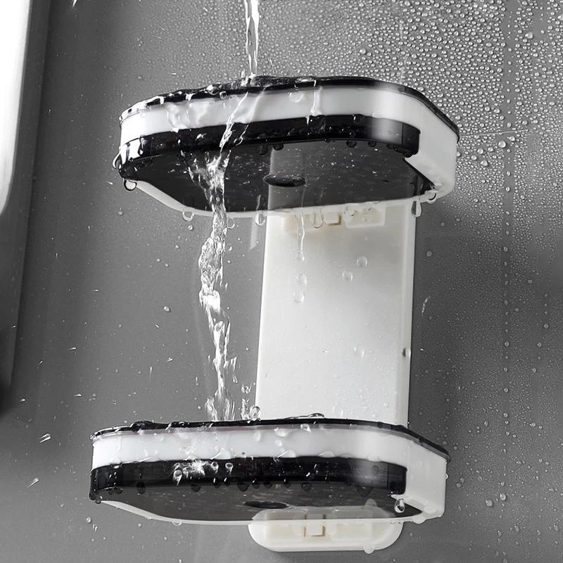 [Drainable]Double Layer Soap Dish With Drainage Wall Mounted Soap Holder Bathroom Storage Rack чёрный