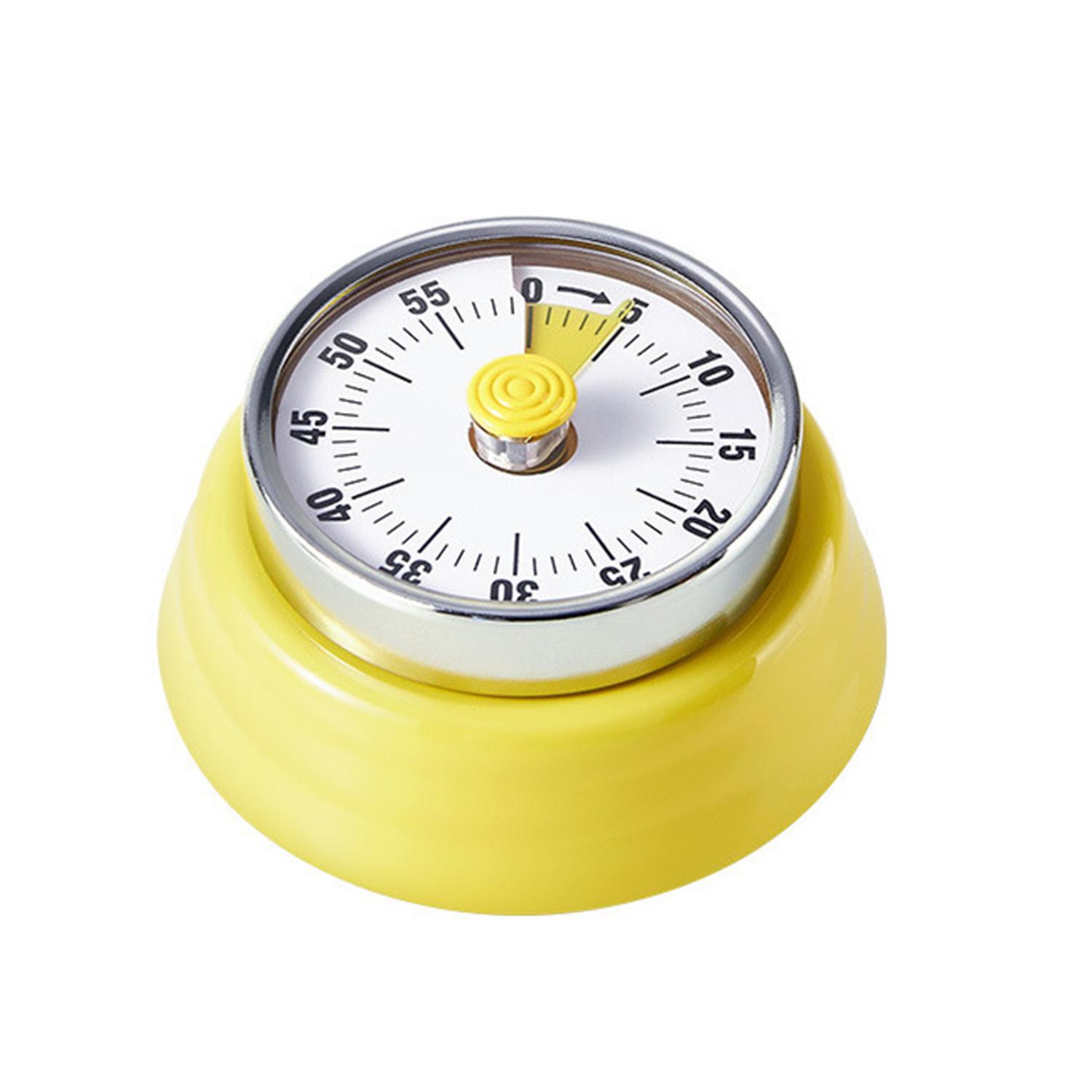 Temporizator Mecanic de Bucătărie, Ceas Vizual cu Numărătoare Inversă de 60 de Minute, Memento Magnetic Puternic pentru Gestionarea Timpului la Gătit galben