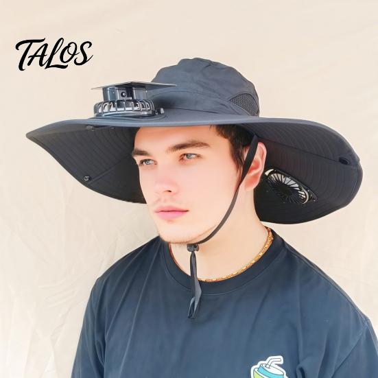 Outdoor Fishing Hat With Moisture-wicking Properties Fan Wide-Brimmed with Dual-Power Design Solar-powered Cooling For Cycling Solar USB Charging