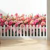 Fence Rose Bush Wall Sticker Removable Waterproof PVC Red Flower Pattern Sticker Home Office Living Room Bedroom Wall Decoration Decal