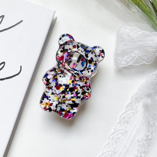 Mobile Phone Finger Foldable Epoxy Sequins Holder Cartoon 3D Cute Bear Shaped Phone