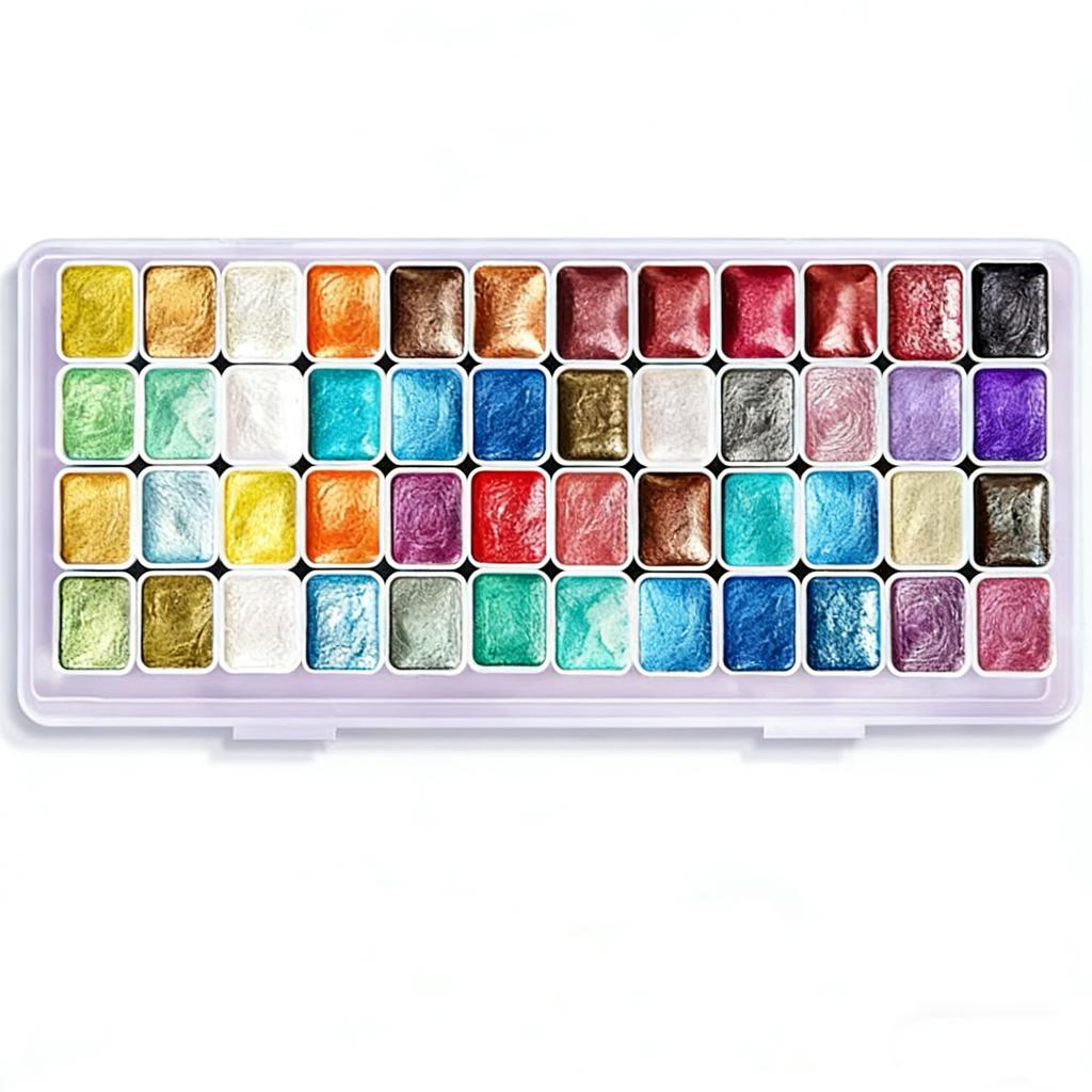 180/60 color metallic watercolor paint set, portable and lightweight, high solid pigment, starry sky tones, suitable for artists