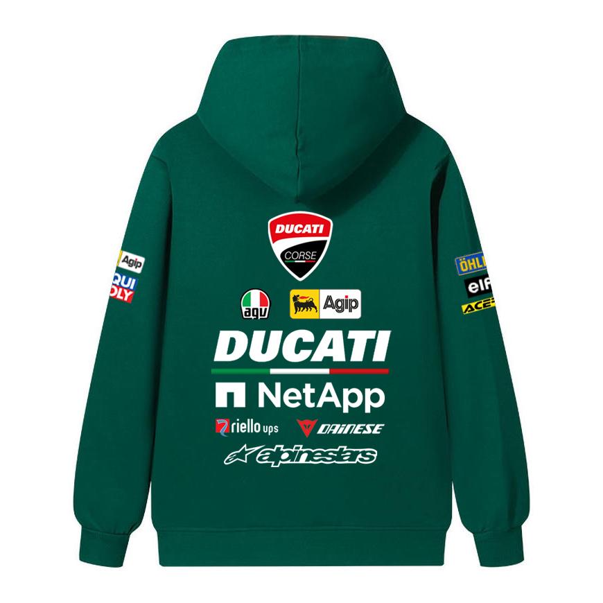 Ducati Felpa Corse MotoGP Racing, Unisex Oversize Streetwear Pullover con Stampa Completa Logo Sponsor