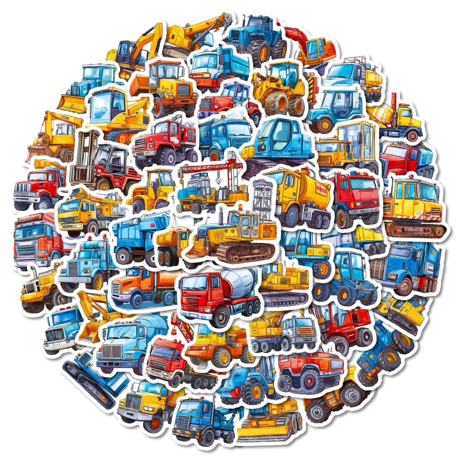 

нетоксичний 56 ШТ. Мультяшні будівельні інженерні машинки Наклейка DIY Декорація Водонепроникний Скейтборд Ноутбук Графіті Іграшка