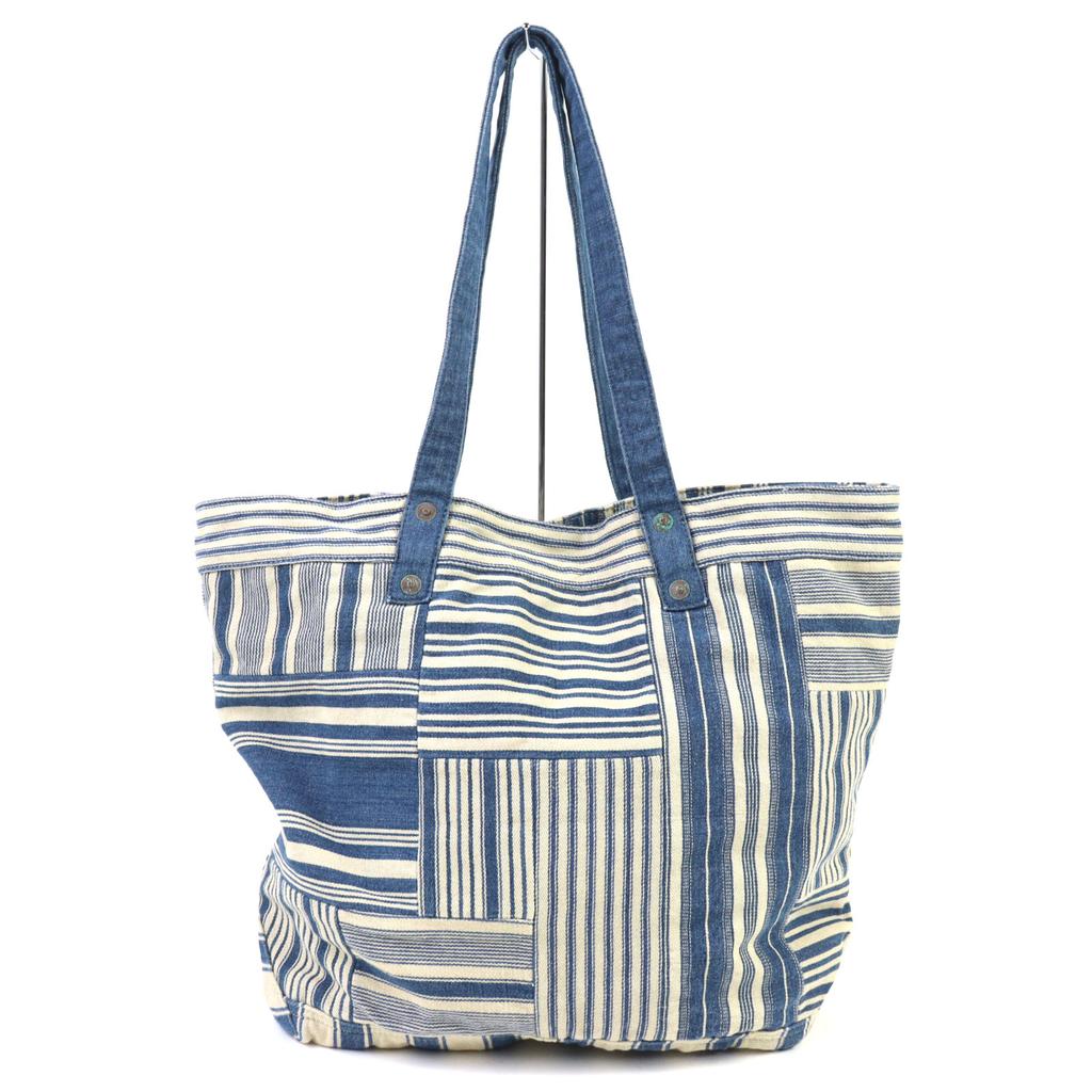 Pristine RRL Tote Bag Indigo Striped Patchwork Tote Bag Indigo blue Women Used