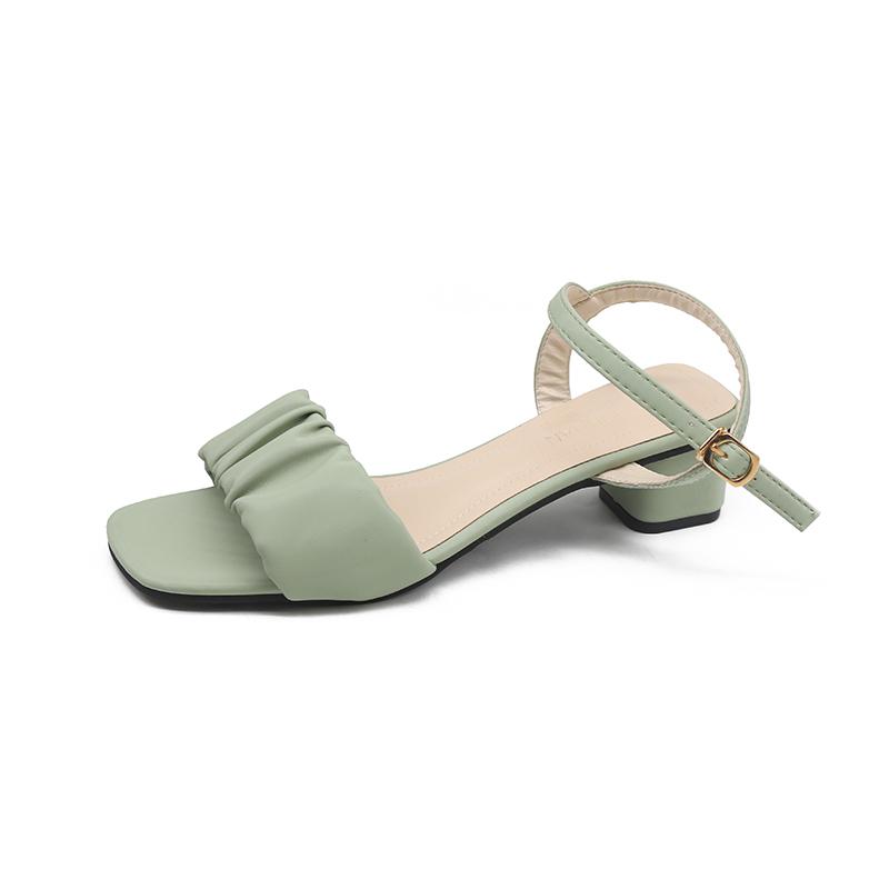 Fashion New Open-toed Casual Sandals 2025 Spring Summer Women's Thick Heel Elegant Middle Heel Buckle Women's Comfortable Shoes