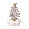 Decorative Glass Sculpture Glazed Christmas Tree Ornament with Star Topper, Colorful Party Table Decor Art, Faux Crystal Tabletop for Home Office Gift