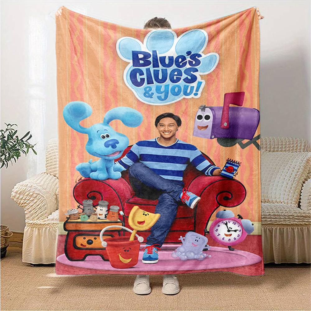 Blue's Clues Theme Printed Blanket - Perfect for Couch, Bed, Travel & Outdoor Use | Machine Washable, Cozy & Durable.