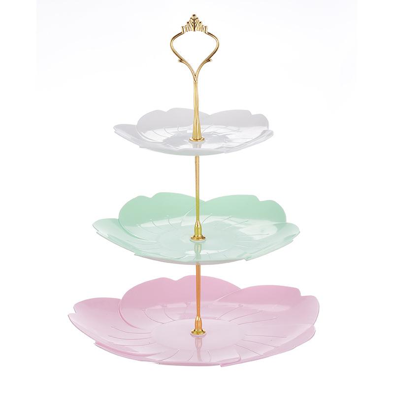 Cake Stand European Style 3 Tier Pastry Cupcake Fruit Plate Serving Dessert Holder Creative Multi-layer Plastic Fruit Plate
