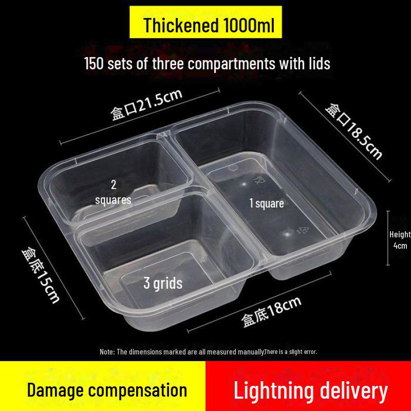 

Одноразовый черный/прозрачный ланч-бокс Bento с тремя или пятью отделениями — прямоугольная упаковка для фастфуда, бесплатная доставка