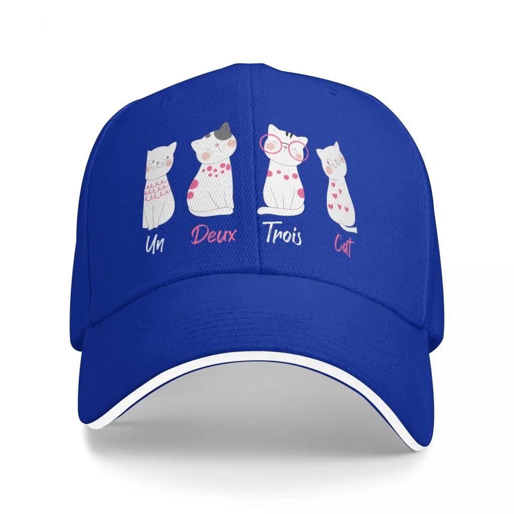 Un Deux Trois Cat Funny Gift Baseball Cap fishing hat mens big size sun caps Hats Woman Mens
