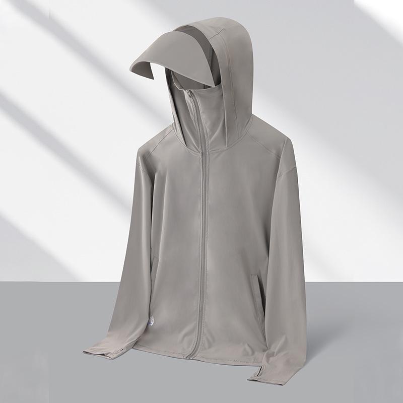 UPF50+ Zomerzonnebeschermingsshirt met Capuchon van IJszijde voor Koppels - Hoge Elasticiteit, 77% Nylon, 23% Spandex.