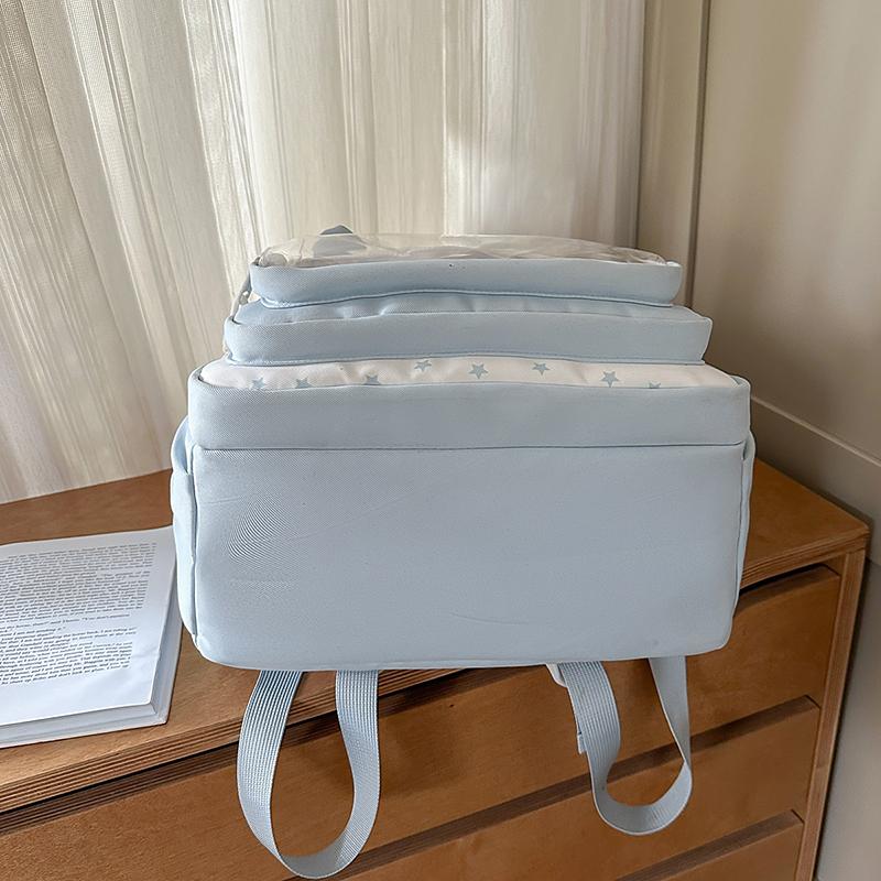 Stars Print Backpack Junior High School Students Class Book Bag Girls Large Capacity Schoolbag