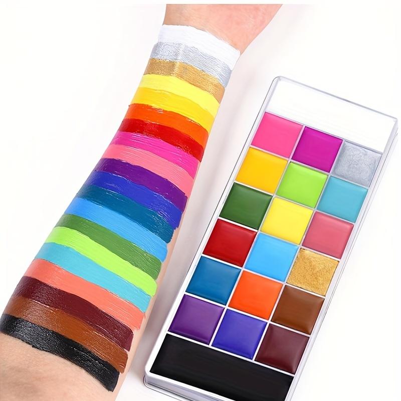 20 Color Professional Face & Body Paint Palette With 10 Brushes,Long Lasting,For Halloween SFX Special Effects & Cosplay Makeup