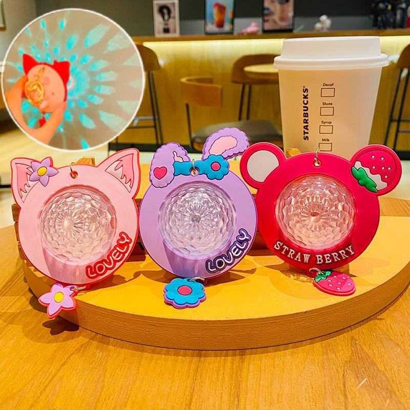 Creative Cartoon Colorful Atmosphere Light Keychain For Couples Wholesale Mini Gifts