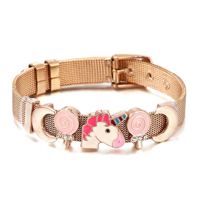Fashion Stainless Steel Mesh Bracelets For Women Girls Original Charm Watch Belt Bracelet Angel Beads Bangle Gift