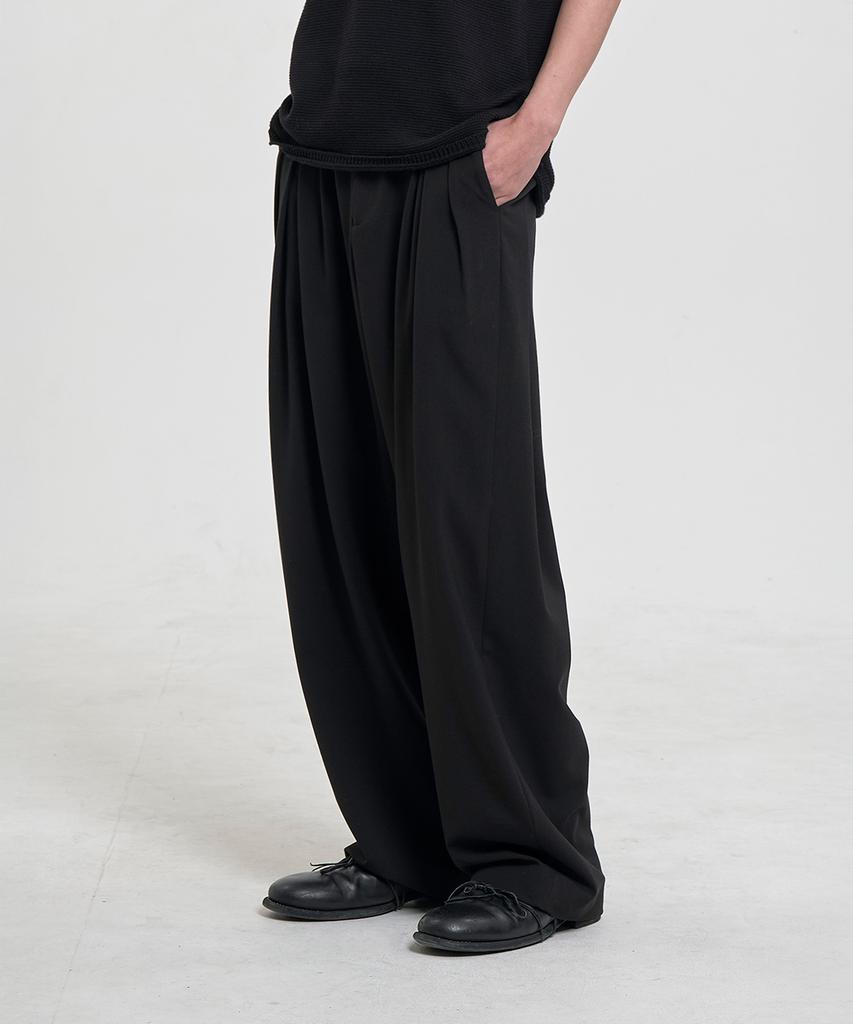 JUAN HOMME Madpleats Wide Trousers (Black)