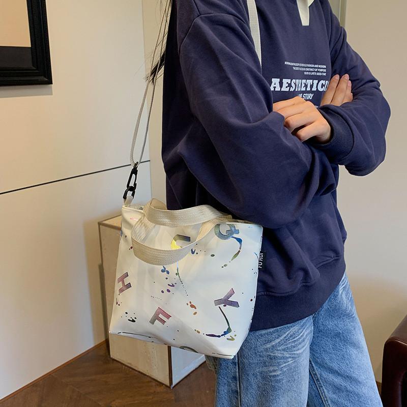 Street Style Nylon Tote Bag With Letter Print For Daily Use