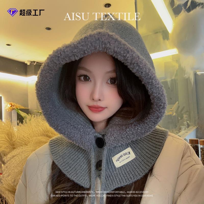 Winter new big head circumference hat women's snow doll high-end sense fluffy warm ear protection hat knitted thick wool hat